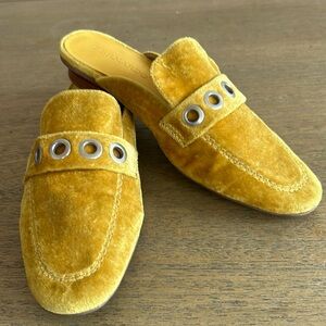Bernardo Gold Mules with Metallic Accents